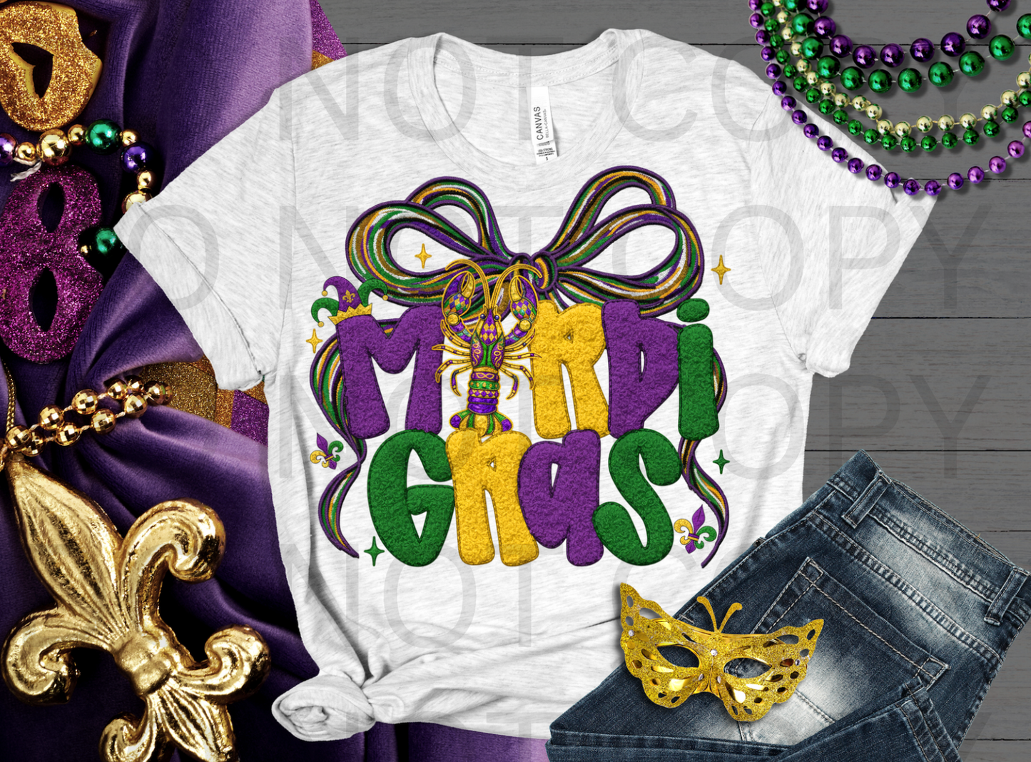 Faux Fur Mardi Gras #6273 - Ready to Press DTF Transfer Full Color