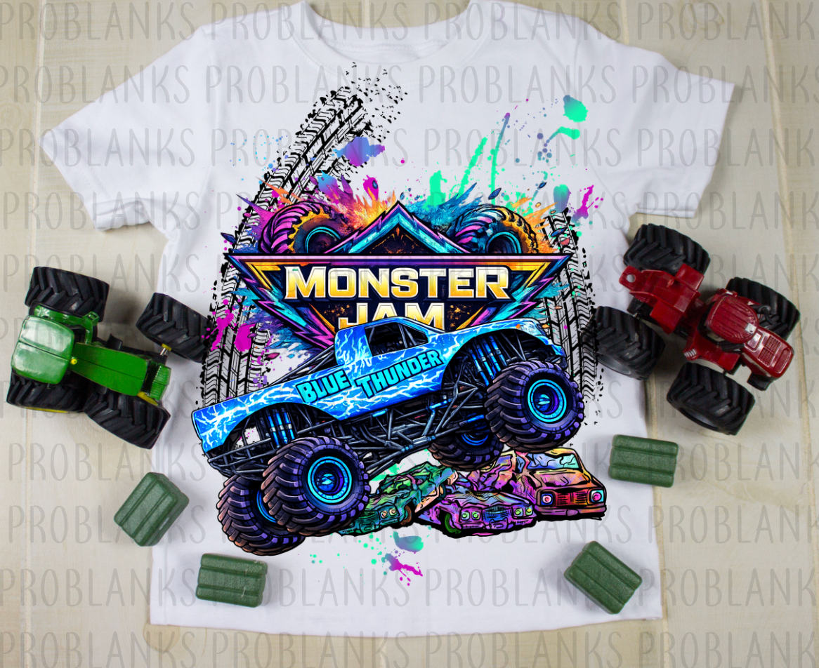 Monster Jam Blue Thunder #6283 - Ready to Press DTF Transfer Full Color