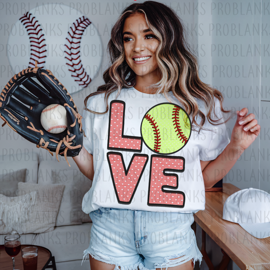Lace Softball LOVE #6314 - Ready to Press DTF Transfer Full Color