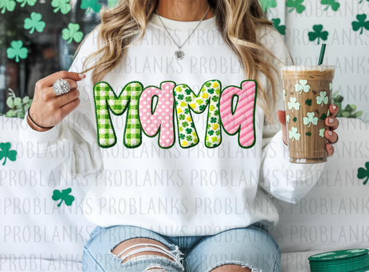 Faux Yarn St Patty's Mama #6361 - Ready to Press DTF Transfer Full Color