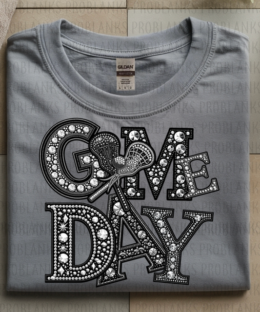 Faux Bling Lacrosse Game Day #6376 - Ready to Press DTF Transfer Full Color