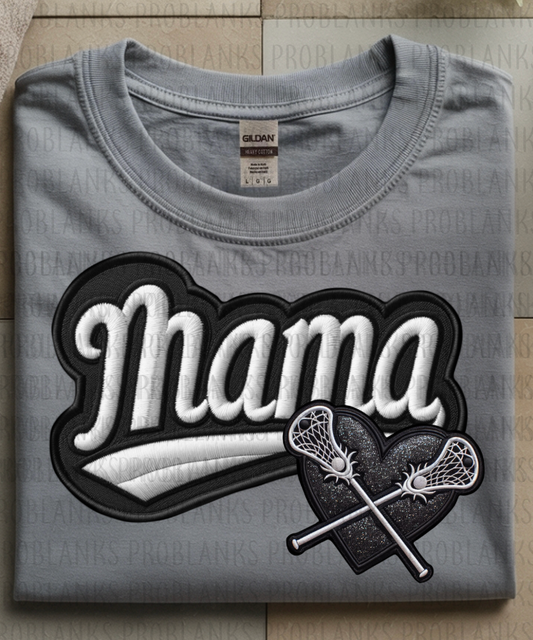 Faux Embroidery Varsity Lacrosse MAMA #6386 - Ready to Press DTF Transfer Full Color