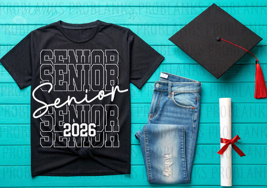 White Stacked 2026 Senior #6432 - Ready to Press DTF Transfer Full Color