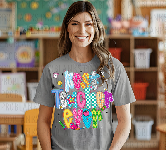 Colorful Best Teacher Ever #6435 - Ready to Press DTF Transfer Full Color