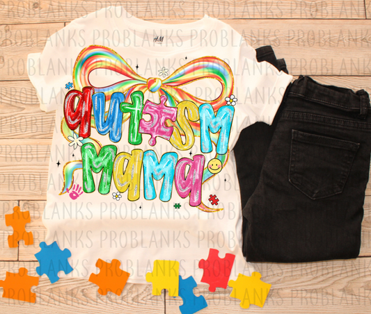 Colorful Autism Mama #6469 - Ready to Press DTF Transfer Full Color