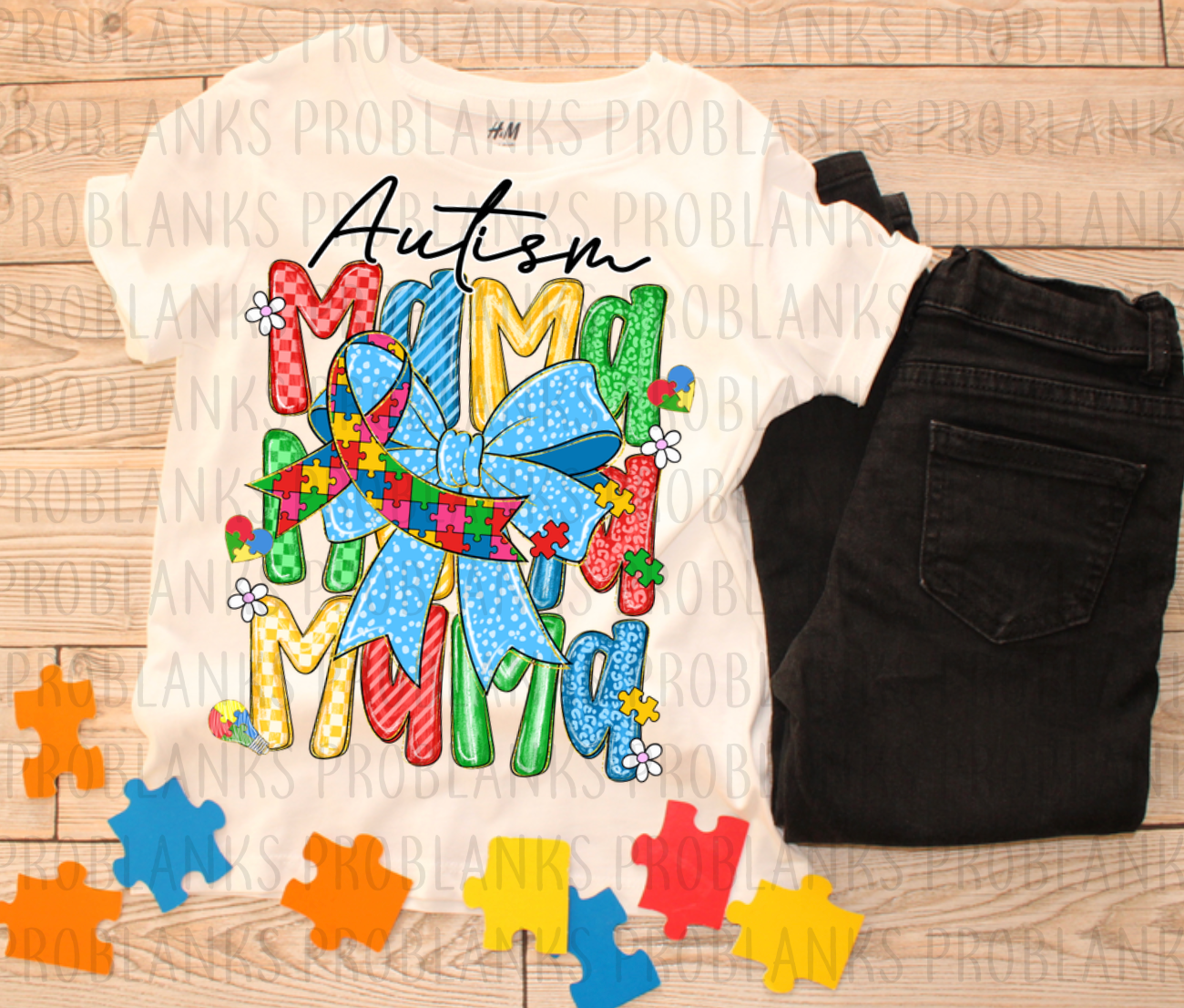 Autism Mama Stacked #6468 - Ready to Press DTF Transfer Full Color