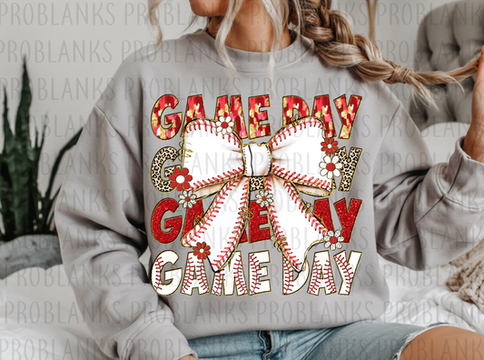 Game Day Bow #6477 - Ready to Press DTF Transfer Full Color