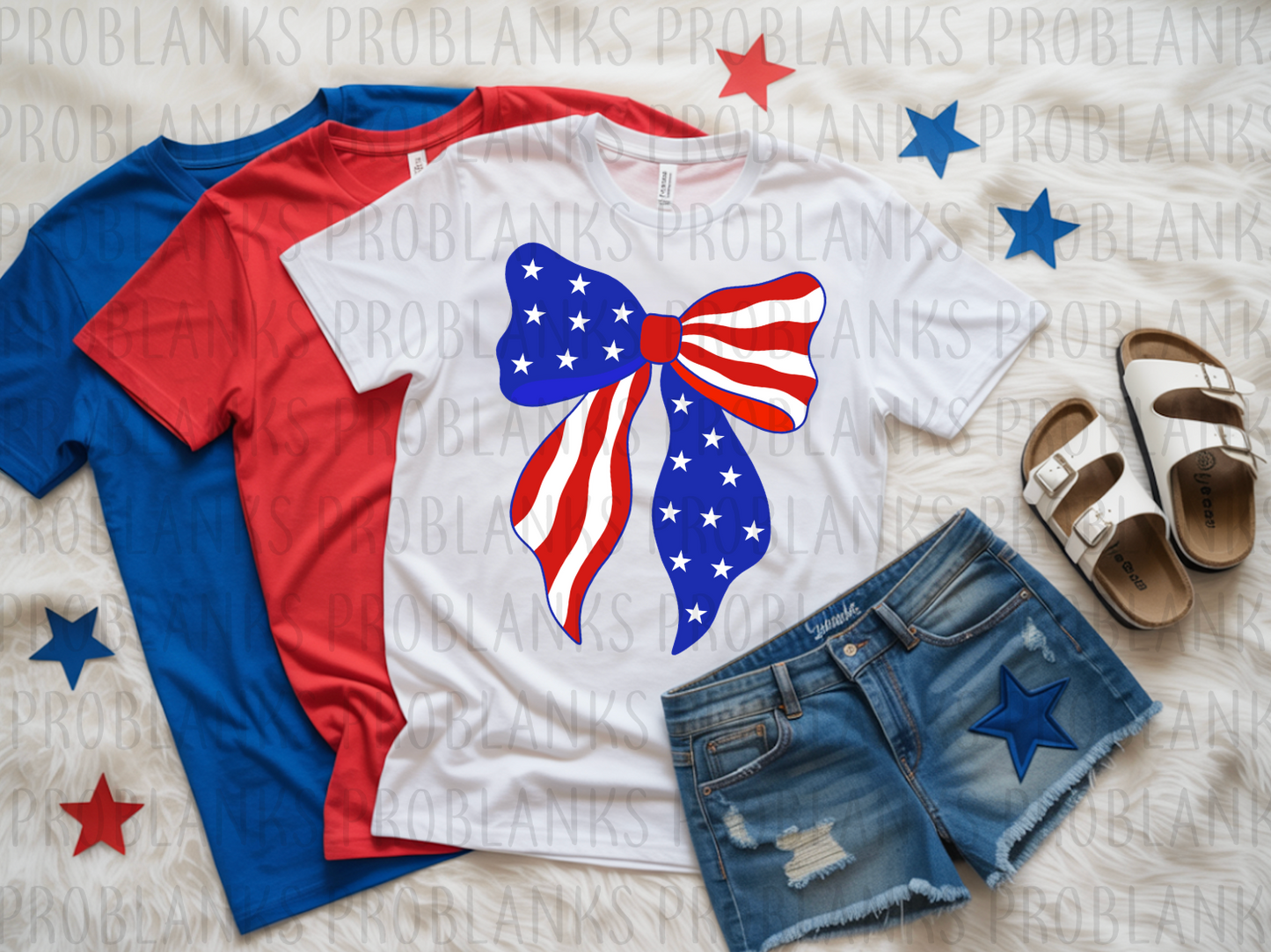 American Flag Bow #6494 - Ready to Press DTF Transfer Full Color