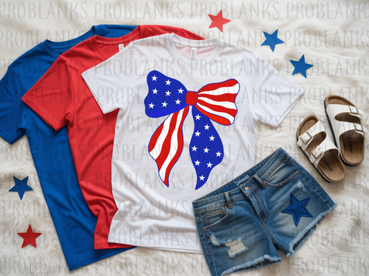 American Flag Bow #6494 - Ready to Press DTF Transfer Full Color