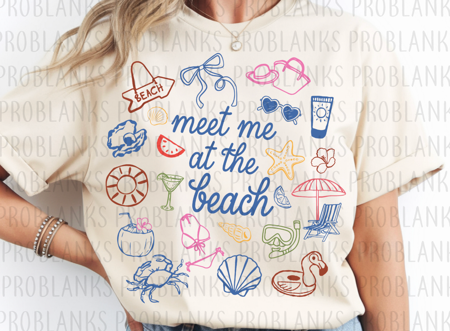 Meet Me At The Beach #6509 - Ready to Press DTF Transfer Full Color