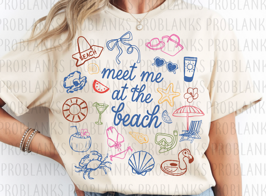 Meet Me At The Beach #6509 - Ready to Press DTF Transfer Full Color