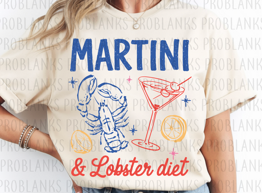Martini & Lobster Diet #6510 - Ready to Press DTF Transfer Full Color
