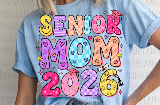 Retro Multi-Color Senior Mom 2026 #6528 - Ready to Press DTF Transfer Full Color
