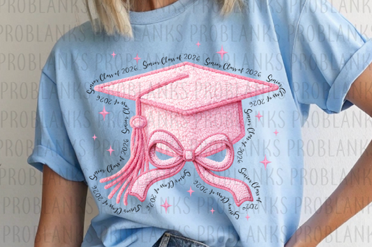 Senior Class of 2026 Pink Grad Cap #6524 - Ready to Press DTF Transfer Full Color