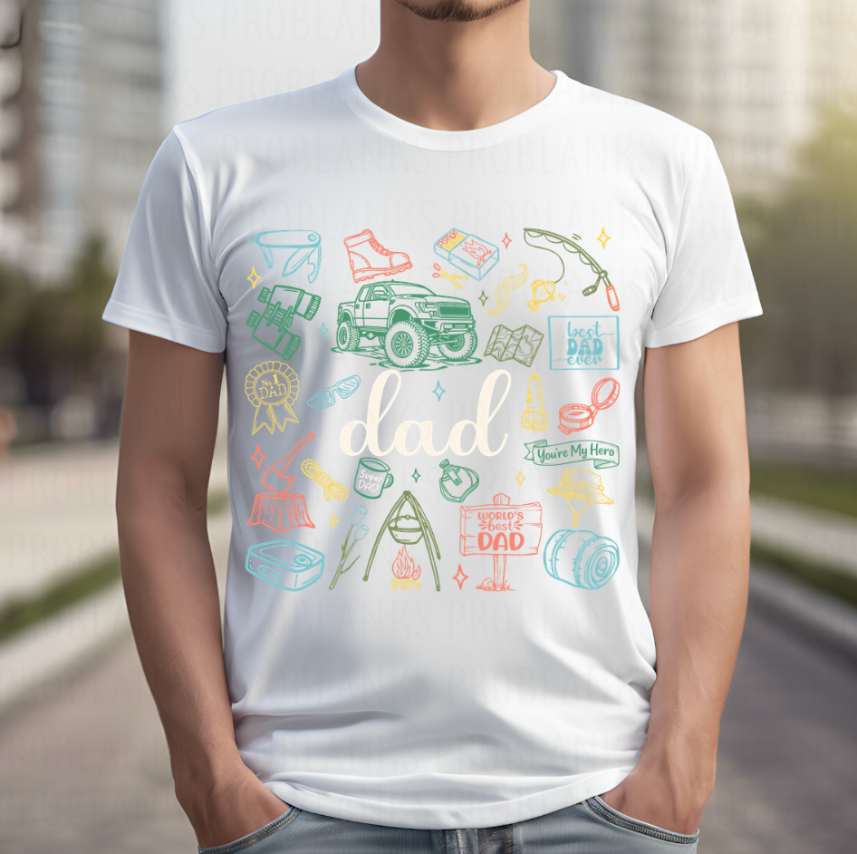 Colorful Dad Icons #6636 - Ready to Press DTF Transfer Full Color