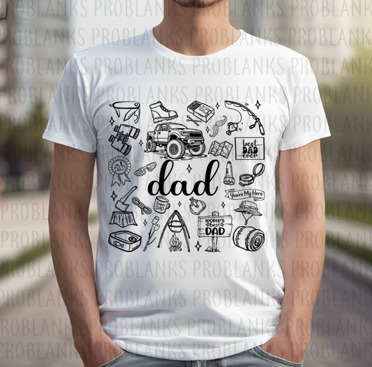 Black Outline Dad Icons #6637 - Ready to Press DTF Transfer Full Color
