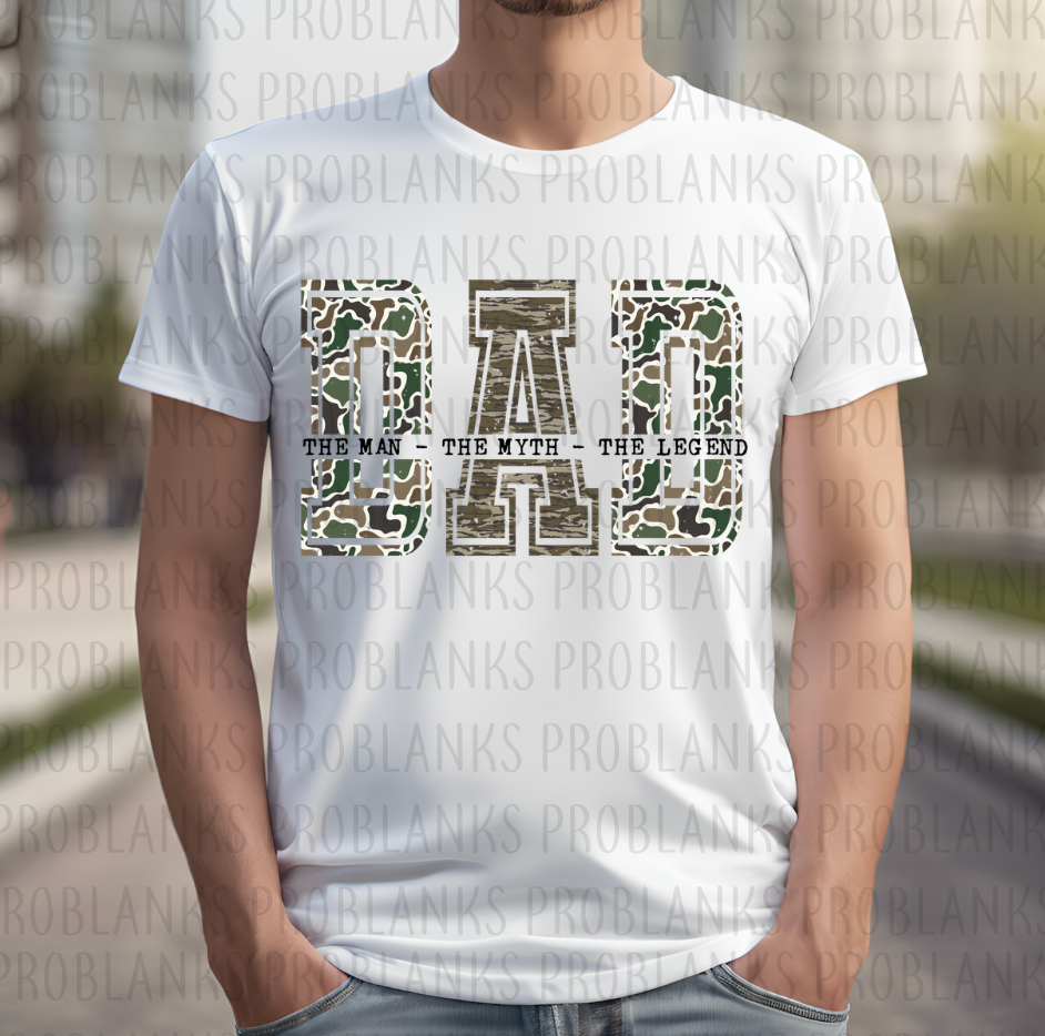 Dad Camo: The Man, The Myth, The Legend #6639 - Ready to Press DTF Transfer Full Color
