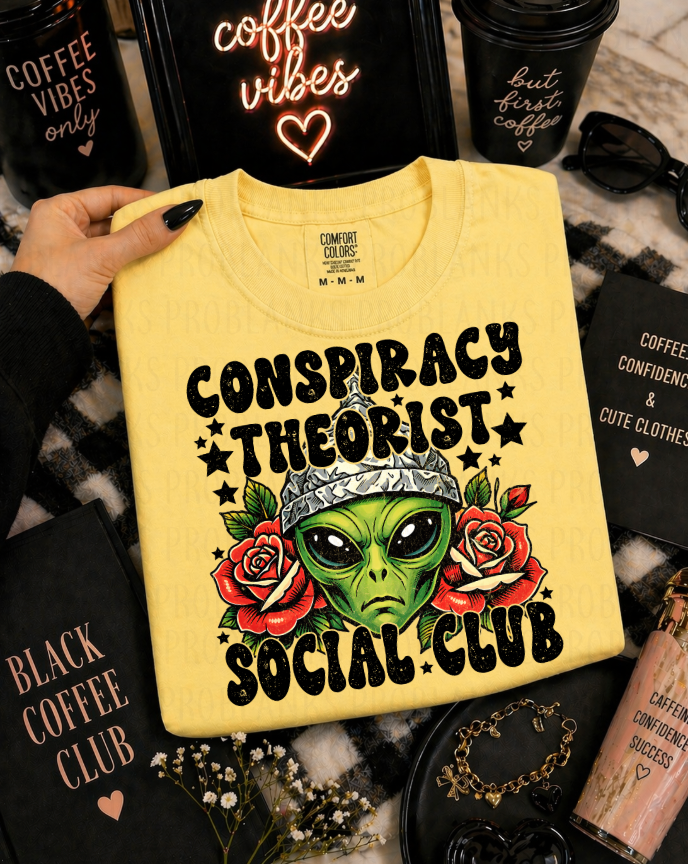 Conspiracy Theorist Social Club #6713 - Ready to Press DTF Transfer Full Color