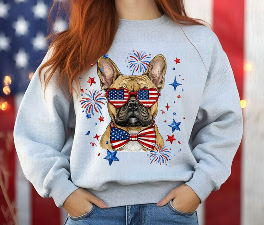 4th Of July Frenchie #6739 - Ready to Press DTF Transfer Full Color