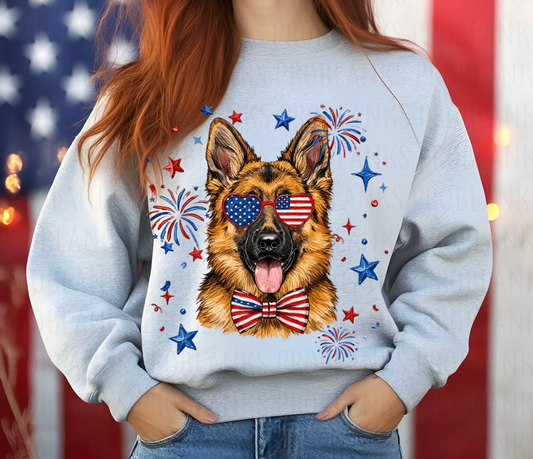 4th Of July German Sheppard #6740 - Ready to Press DTF Transfer Full Color