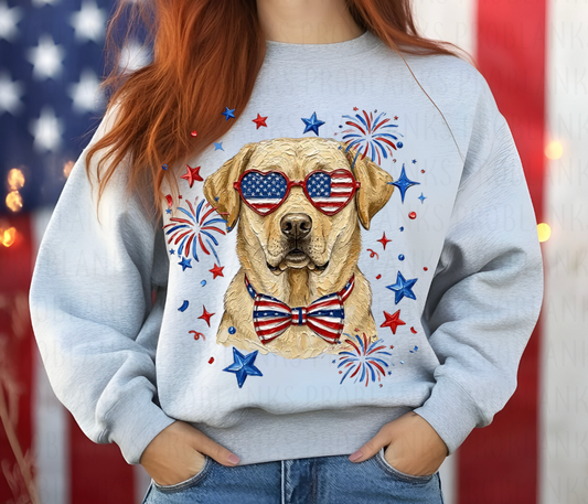 4th Of July Golden Lab #6742 - Ready to Press DTF Transfer Full Color