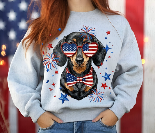 4th Of July Dachshund #6743 - Ready to Press DTF Transfer Full Color