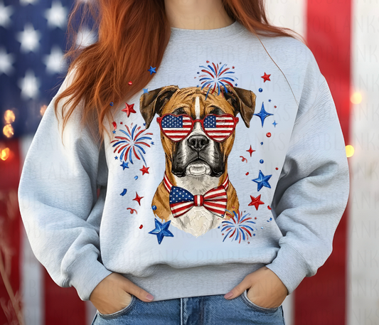 4th Of July Boxer #6744 - Ready to Press DTF Transfer Full Color