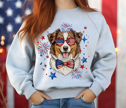4th Of July Collie #6746 - Ready to Press DTF Transfer Full Color
