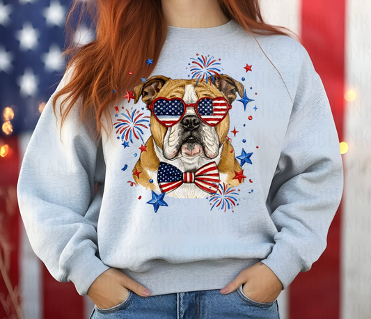4th Of July Bulldog #6748 - Ready to Press DTF Transfer Full Color