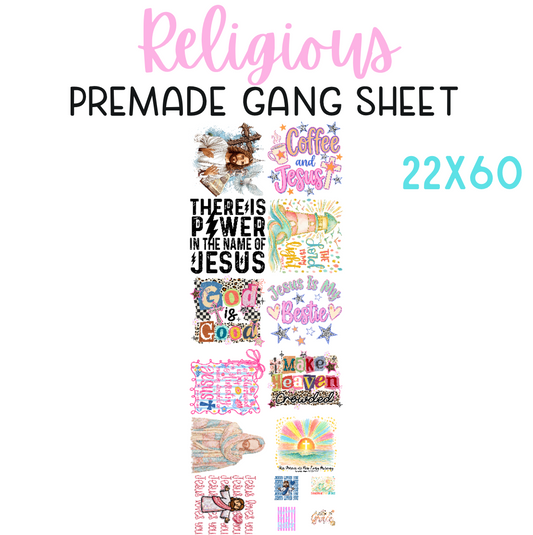 Religious Pre-Made DTF Gang Sheet 22x60