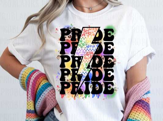 Stacked Pride Splatter #6801 - Ready to Press DTF Transfer Full Color