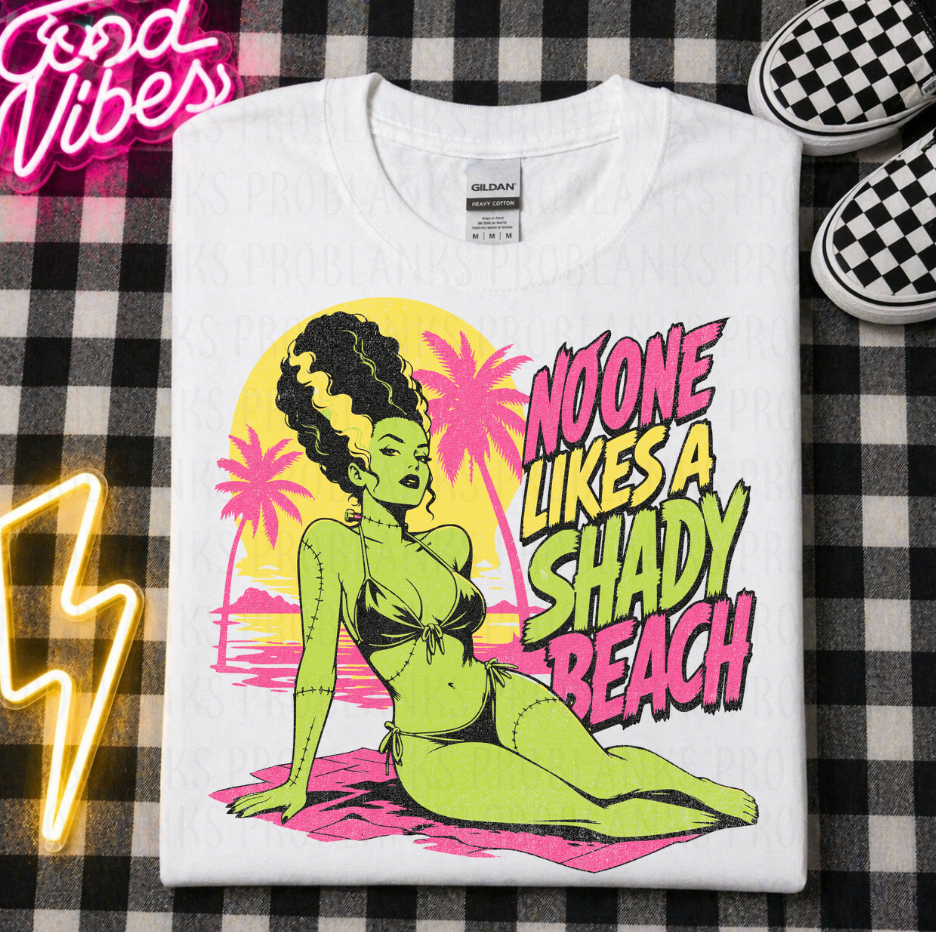 Bride Of Frankenstein, Shady Beach #6814 - Ready to Press DTF Transfer Full Color