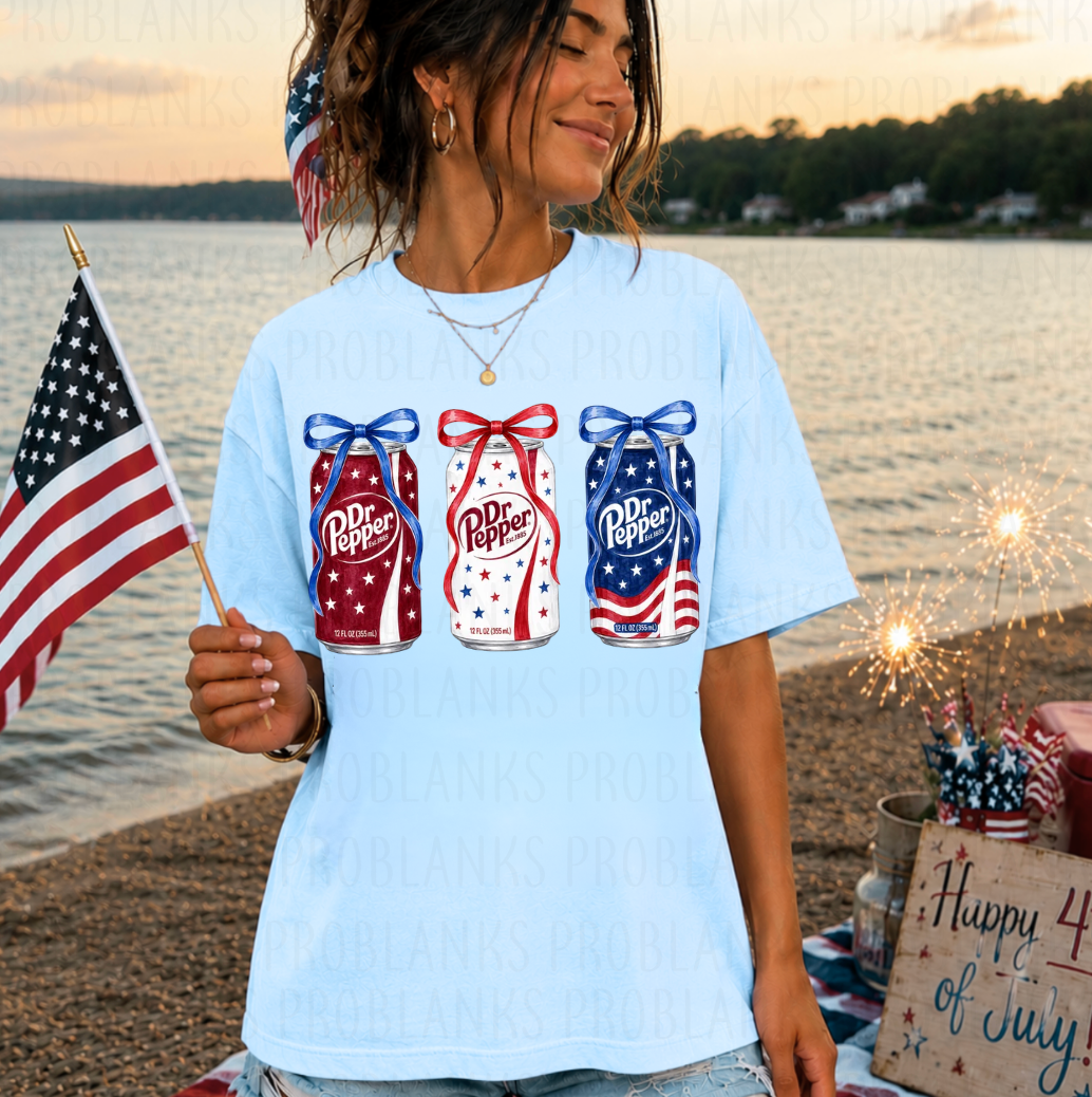 Patriotic Dr Peppers #6832 - Ready to Press DTF Transfer Full Color
