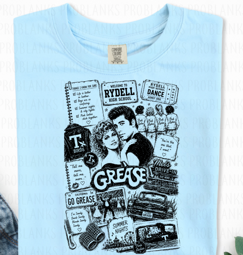 Grease Collage #6890 - Ready to Press DTF Transfer Full Color