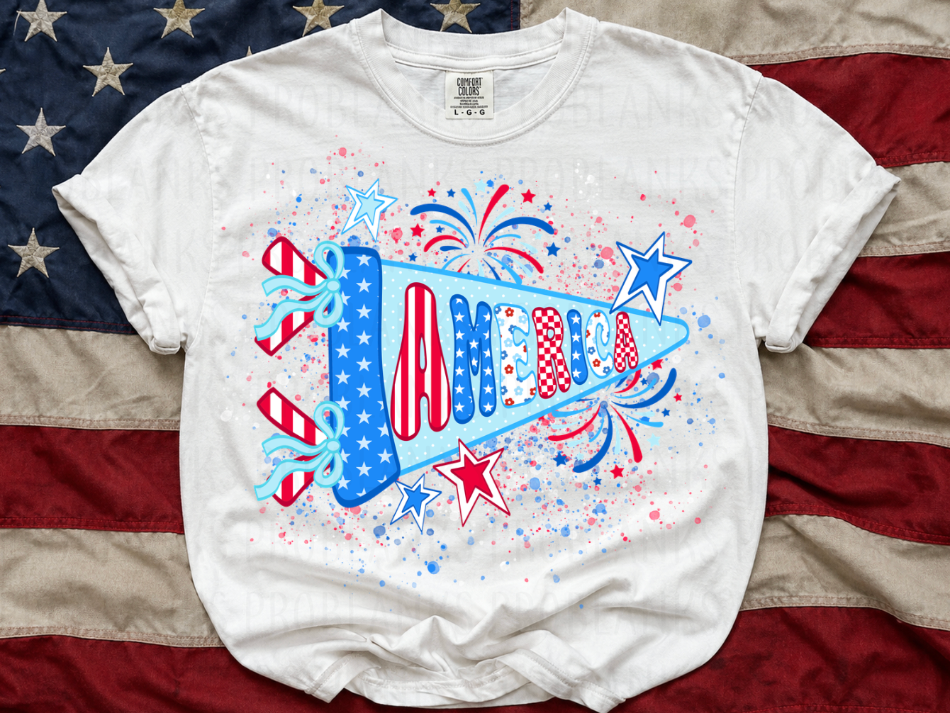 Mixed Print America Flag #6940 - Ready to Press DTF Transfer Full Color