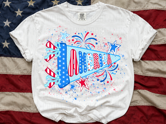 Mixed Print America Flag #6940 - Ready to Press DTF Transfer Full Color