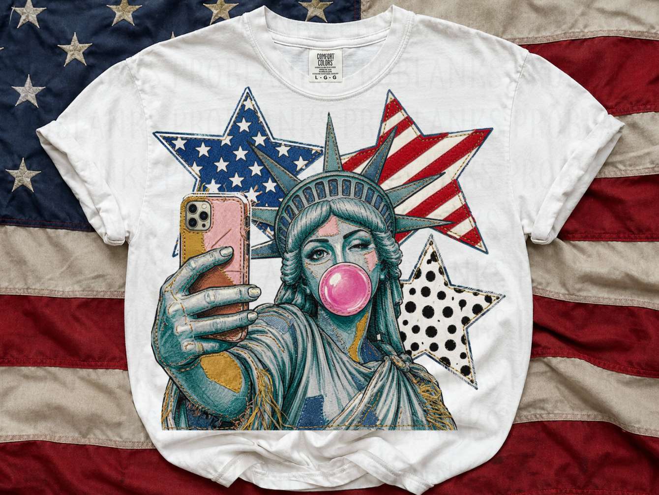 Lady Liberty Selfie #6942 - Ready to Press DTF Transfer Full Color