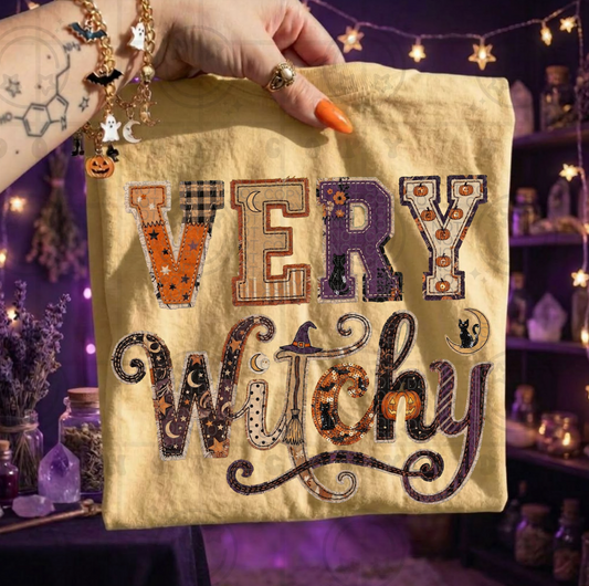 Very Witchy Faux Patchwork #7020 - Ready to Press DTF Transfer Full Color