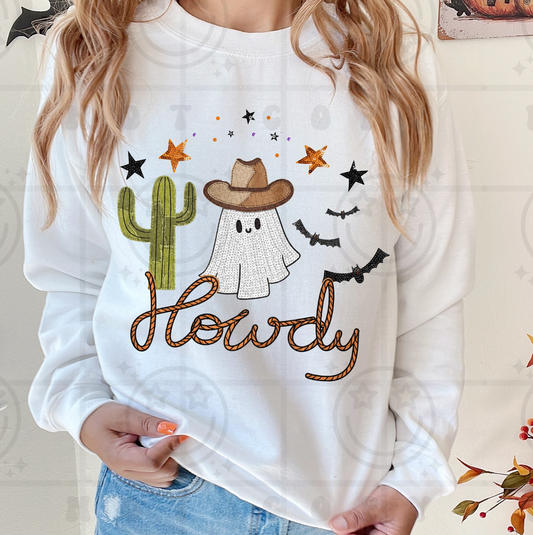 Faux Sequins - Howdy Ghost #7053 - Ready to Press DTF Transfer Full Color