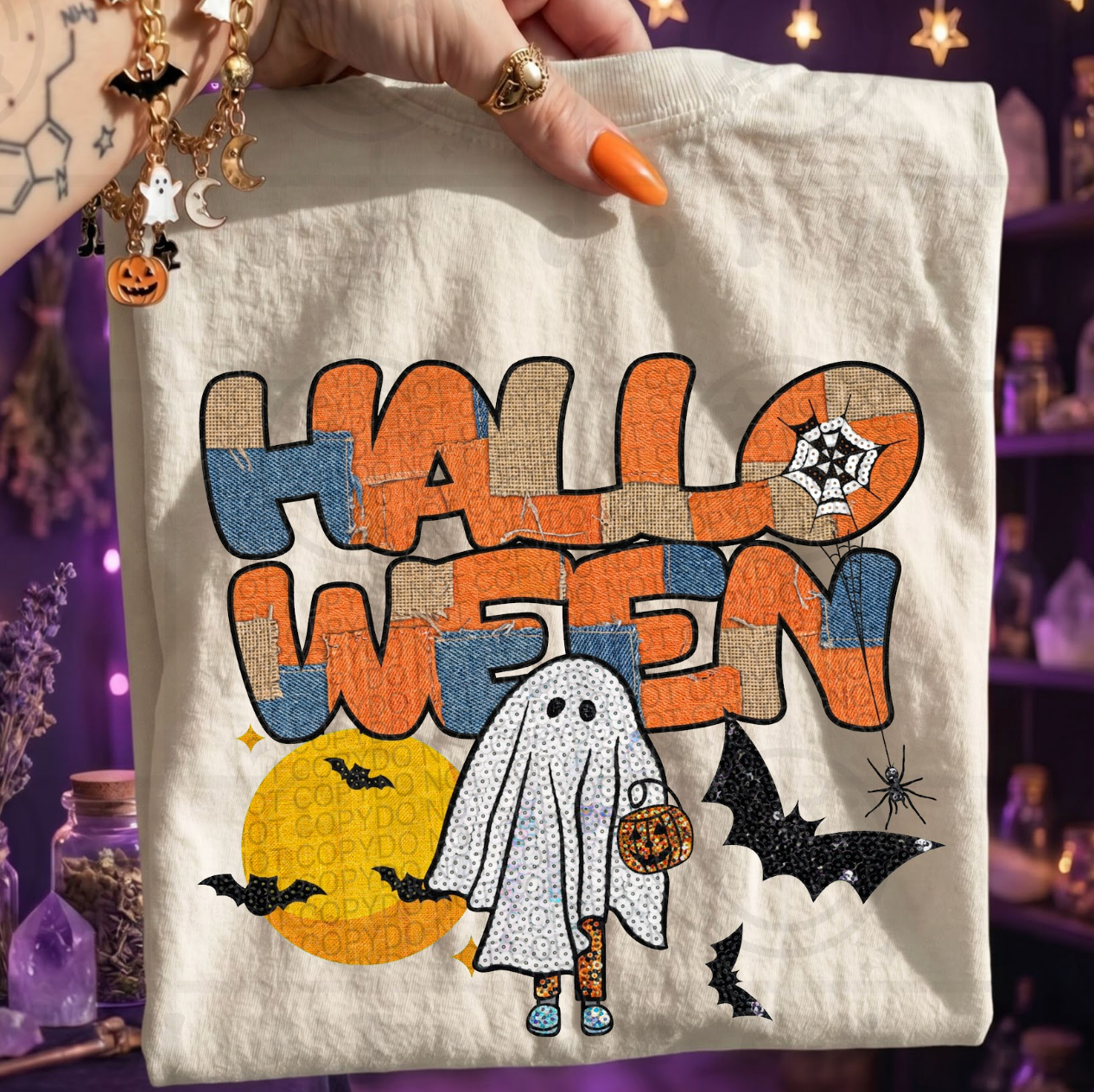 Halloween Mixed Patchwork #7049 - Ready to Press DTF Transfer Full Color