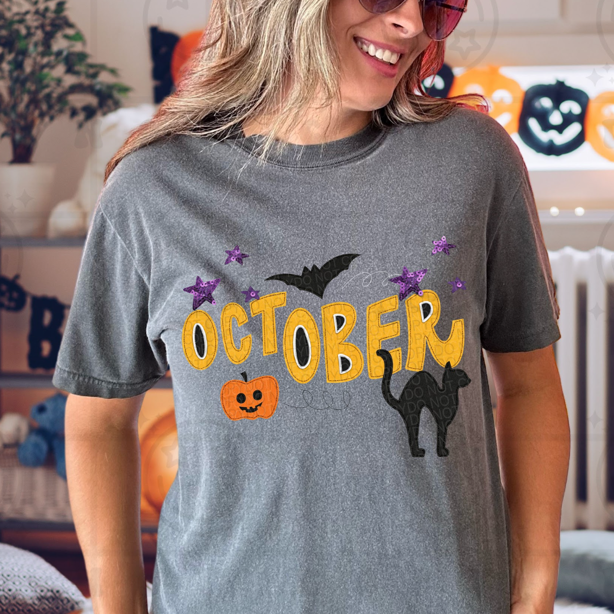 October Faux Stitch #7050 - Ready to Press DTF Transfer Full Color