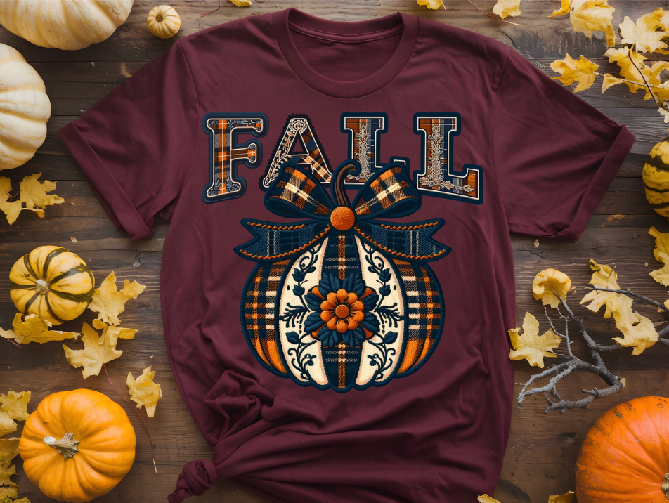 Plaid Fall Pumpkin - $2 Transfer Thursday - ADULT 11 Inch Transfer