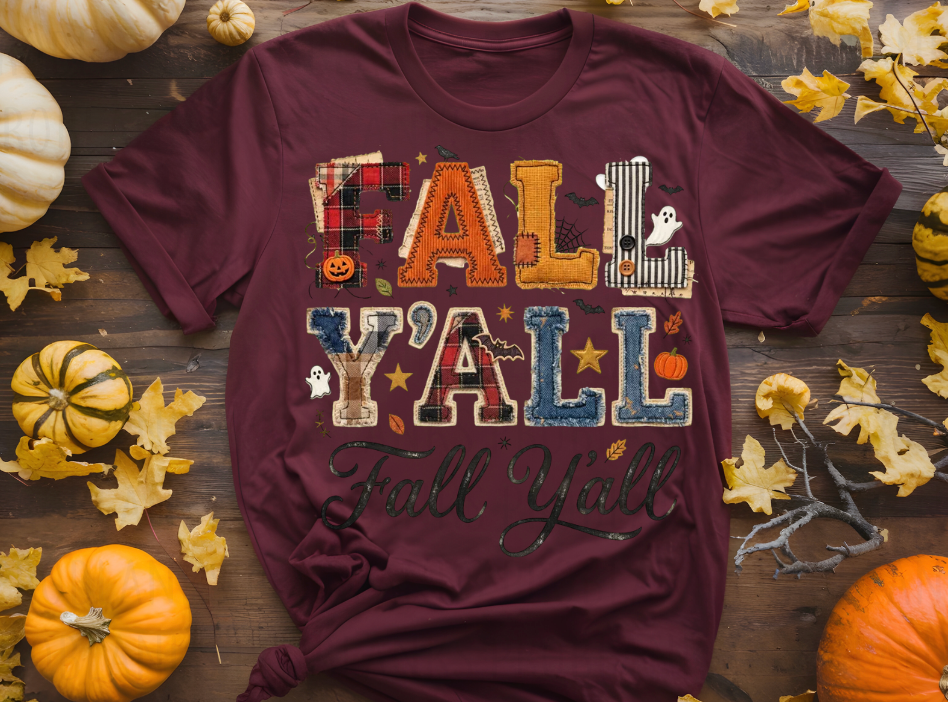 Faux Embroidery Fall Y'all - $2 Transfer Thursday - ADULT 11 Inch Transfer