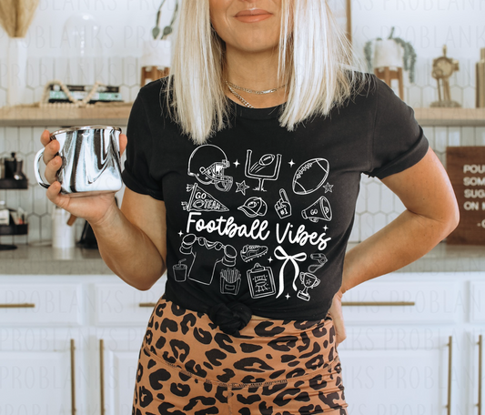 Football Vibes - White #7026 - Ready to Press DTF Transfer Full Color