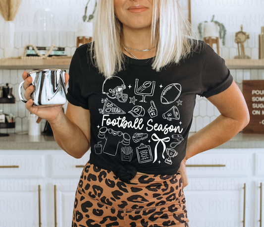 Football Season - White #7029 - Ready to Press DTF Transfer Full Color