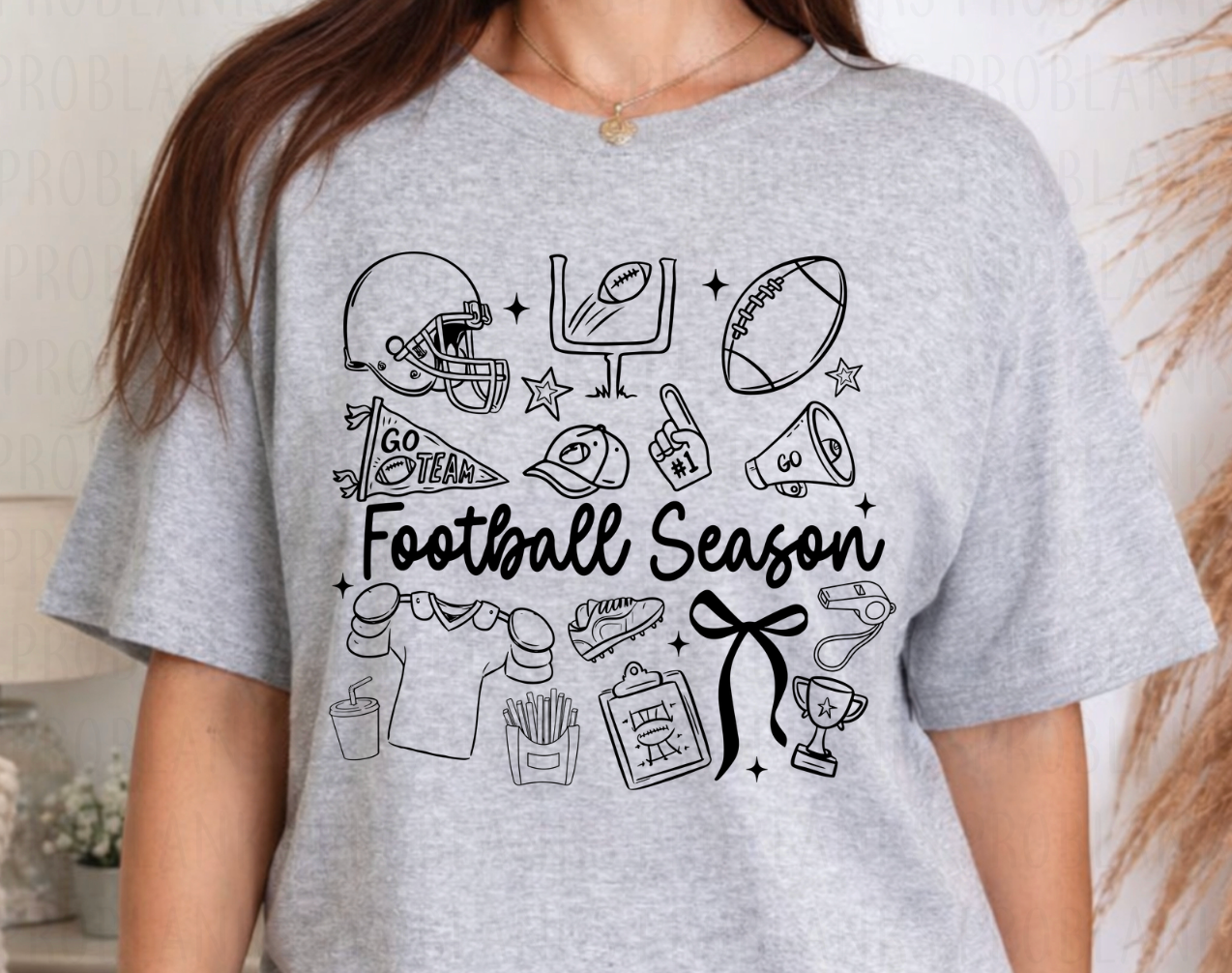 Football Season - Black #7028 - Ready to Press DTF Transfer Full Color