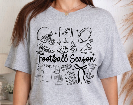 Football Season - Black #7028 - Ready to Press DTF Transfer Full Color