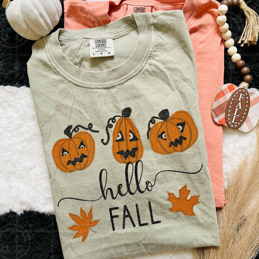 Faux Embroidery Hello Fall #7047 - Ready to Press DTF Transfer Full Color