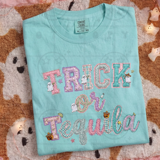 Faux Quilted Patchwork - Trick Or Tequila #7066 - Ready to Press DTF Transfer Full Color