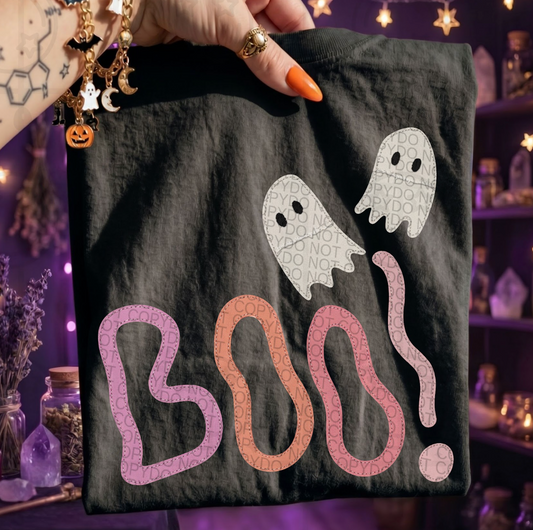 Faux Embroidery BOO! #7067 - Ready to Press DTF Transfer Full Color